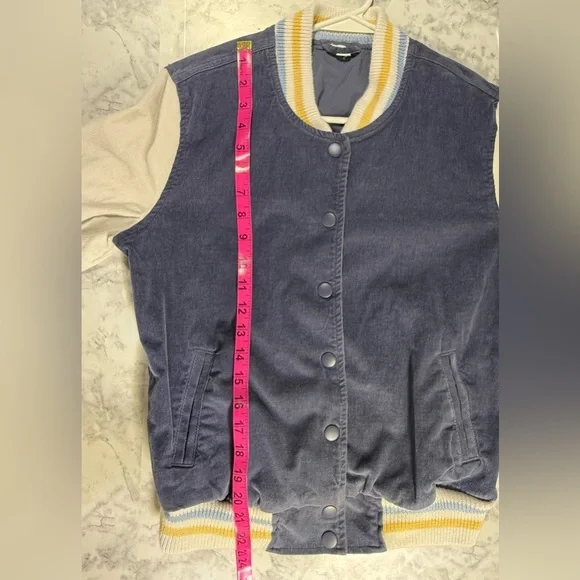 Aerie corduroy blue and white Varsity Jacket - Picture 2 of 8